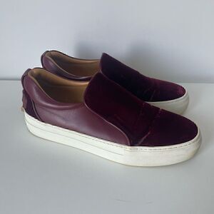 Buscemi Red Velvet Shoes Loafers Slip On Leather Mens Size 44 (US 11)